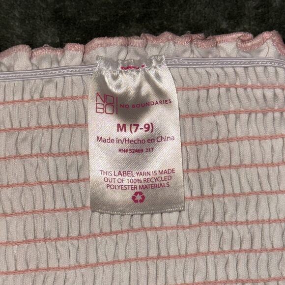 No Boundaries Mesh Mini Dress Girls M(7-9) Pink Daisy Cap Sleeves Smocked Back - Picture 6 of 6